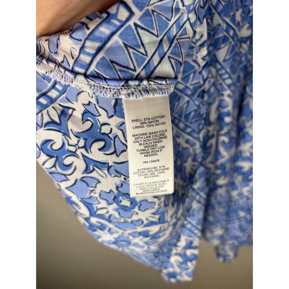 Vineyard Vines Dress Womens M Blue White Scarf Print Pintuck NWT Mini - Picture 7 of 8